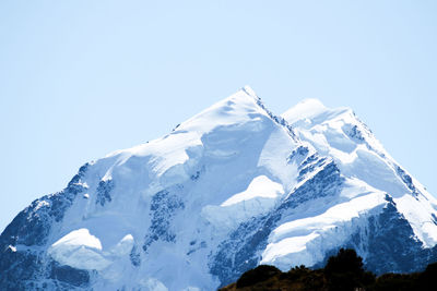 Snow covered mountain against clear sky
