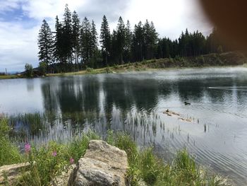Scenic view of lake against sky