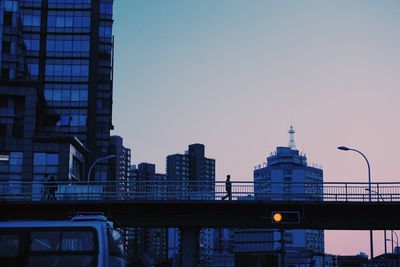 City skyline against clear sky