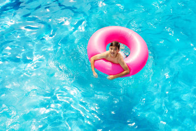 High angle view of woman in swimming pool