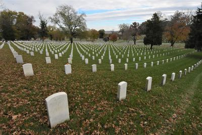 Row of cemetery against sky