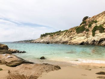 Scenic view of beach against sky