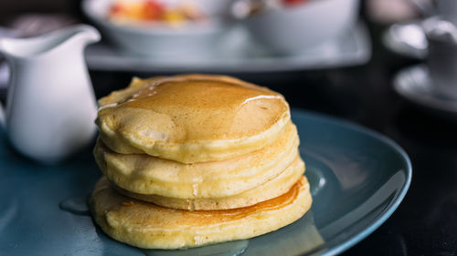 Close-up of pancakes in plate