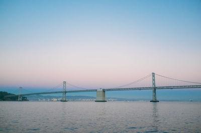 Suspension bridge over river