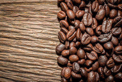 High angle view of coffee beans on table