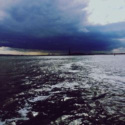 Scenic view of sea against cloudy sky