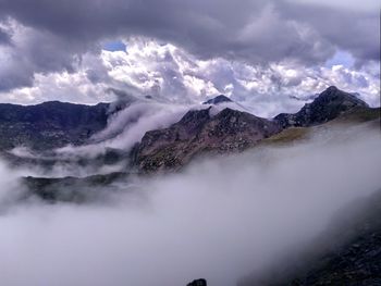 Scenic view of mountains against sky