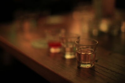 Close-up of beer in glass on table