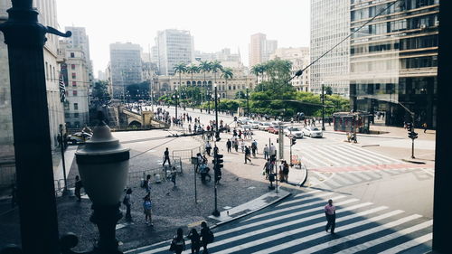 People walking on city street