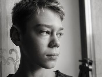 Close-up of boy at home