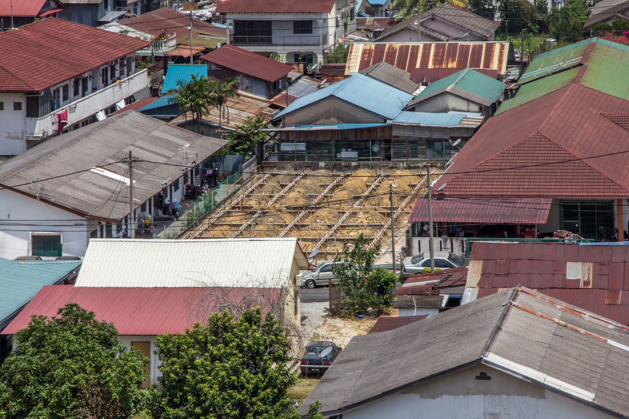 HIGH ANGLE VIEW OF RESIDENTIAL BUILDINGS