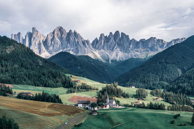 Panoramic view of landscape and mountains against sky