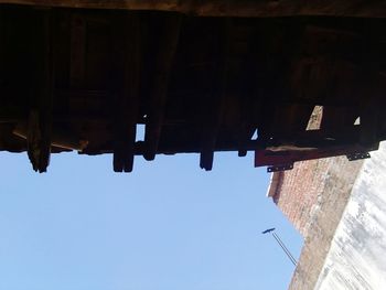 Low angle view of roof against clear sky