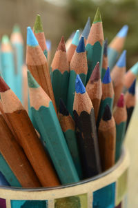 Close-up of colored pencils