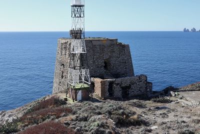 Scenic view of sea against clear sky