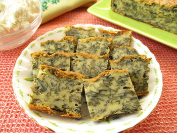 High angle view of bread in plate