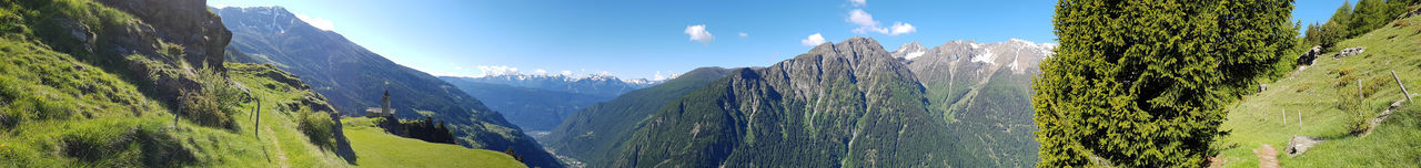 Panoramic view of landscape and mountains against sky