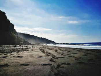 Scenic view of beach against sky