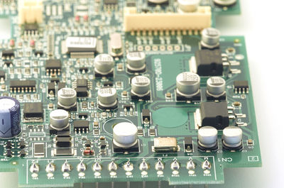 Close-up of circuit board on table