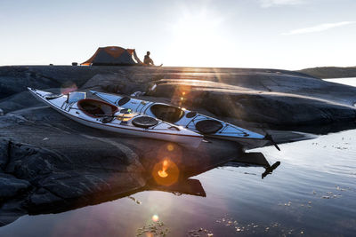 Person camping at coast, sweden