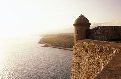 Cropped image of fort by sea