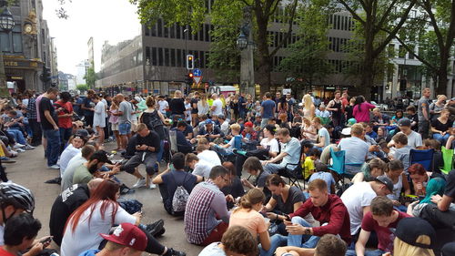 People standing on city street