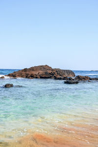 Scenic view of sea against clear sky