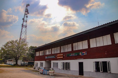 Low angle view of building against sky in city