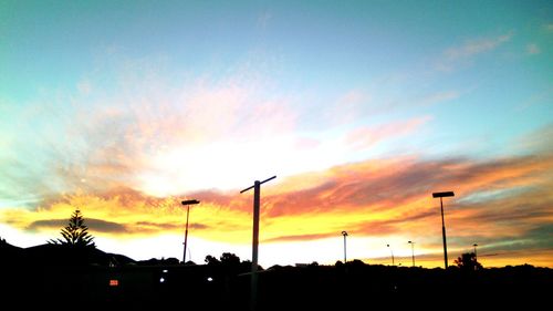 Low angle view of silhouette trees against sky at sunset