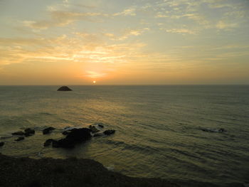 Scenic view of sea during sunset