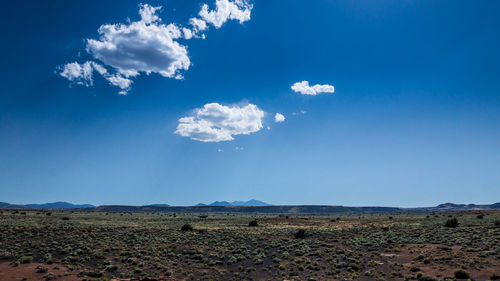 Scenic view of landscape against blue sky