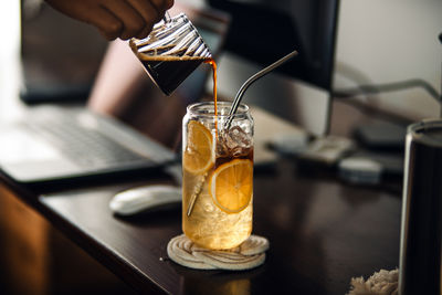 Close-up of drink in glass