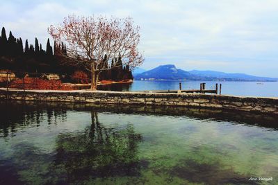 Scenic view of lake against sky