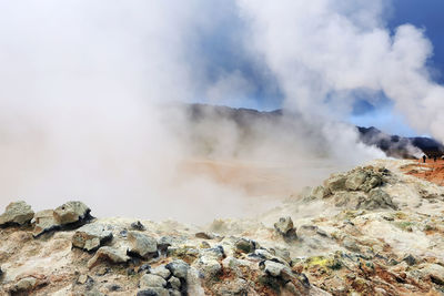 Smoke emitting from hot spring