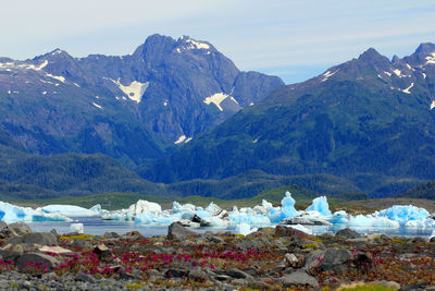 Scenic view of mountains against sky