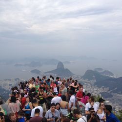 High angle view of crowd at observation point