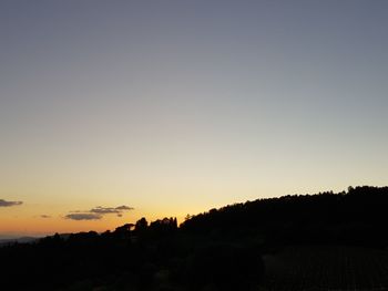 Scenic view of silhouette landscape against clear sky