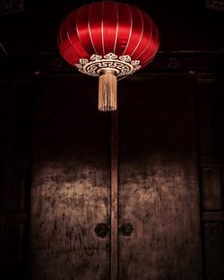Close-up of red hanging light