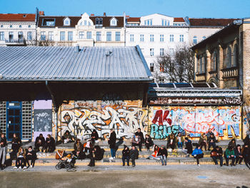 People sitting on steps in görlitzer park