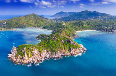 View of koh tao island from the south looking north at surat thani, thailand