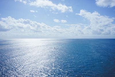 Miyakojima, okinawa japan, a spectacular view of the sea and sky in summer from the irabu bridge.