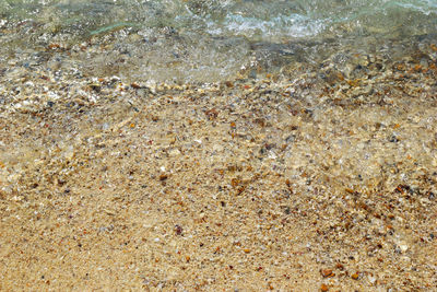 High angle view of sand on beach