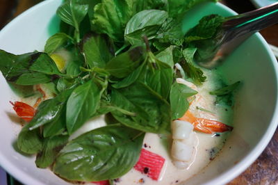 High angle view of vegetables in bowl