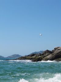 Scenic view of sea against clear sky