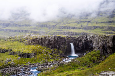 Scenic view of waterfall