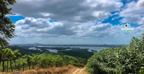 Scenic view of land against sky
