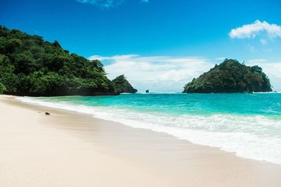 Scenic view of beach against sky