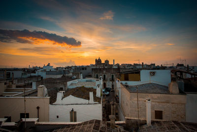 Cityscape against sky during sunset