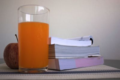 Close-up of beer glass on table