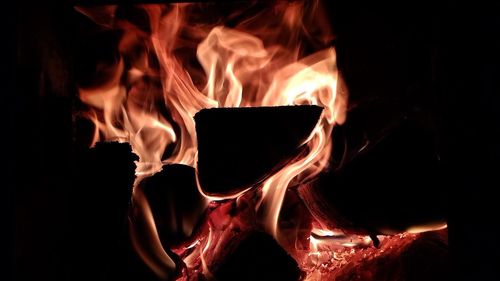 Close-up of fire pit at night